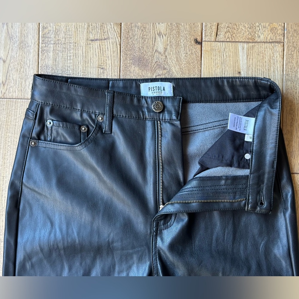Pistola Aline High Rise Skinny Faux Leather Pants in Onyx size 27 - Picture 4 of 12